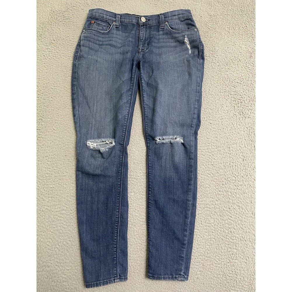 Hudson Jeans Krista Super Skinny Ripped Jeans 28 Ankle Color BUVT Medium Wash